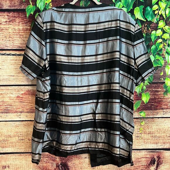 Vintage Dawn Joy II Jacket Blouse Necklace Womens 24W Plus Size Striped Cardigan - Picture 6 of 6